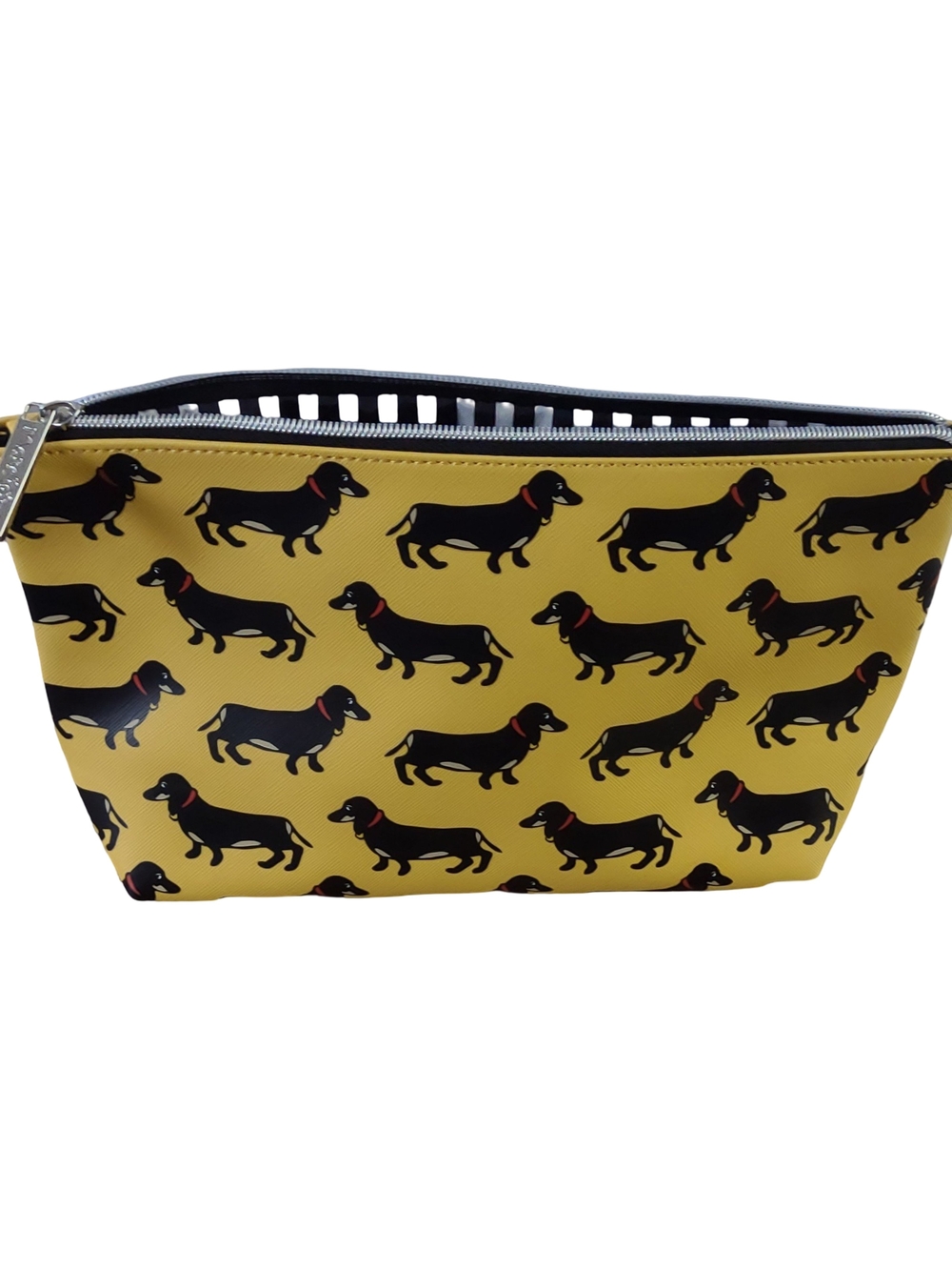 Marc Tetro Dachshund Pattern Yellow Cosmetic Zippered Pouch